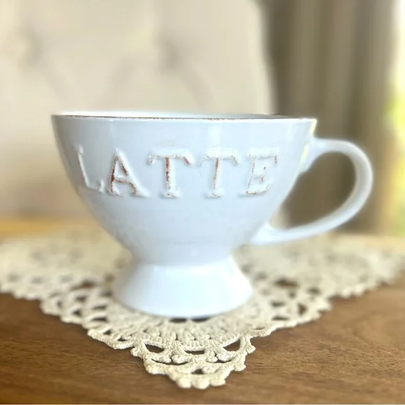 American Atelier | Dining | American Atelier Latte Coffee Tea Mug Shabby  Chic Stoneware Oversized Rim | Poshmark